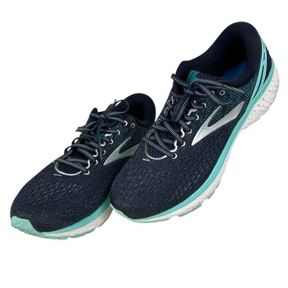 Men's Brooks Ghost 11 Navy and Teal Running Shoes Size 10.5 Wide NO INSOLES - Picture 3 of 12